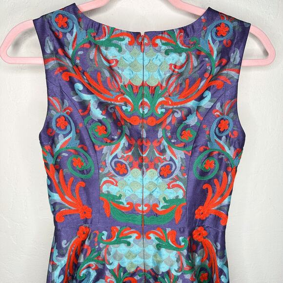 Anthropologie Pankaj & Nidhi Octave Floral Embroidered Applique Mini Dress 0 - Picture 10 of 15